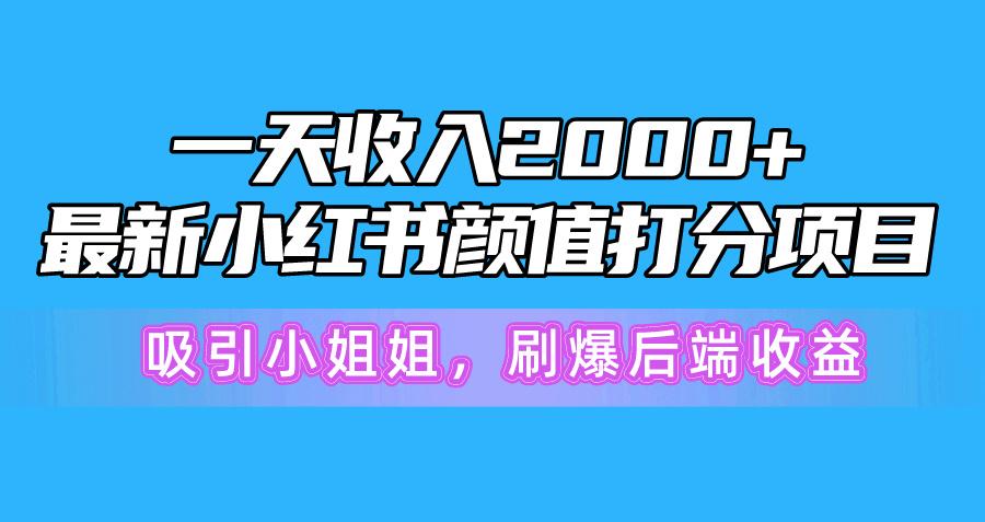 一天收入2000+，最新小红书颜值打分项目，吸引小姐姐，刷爆后端收益-小毅网创