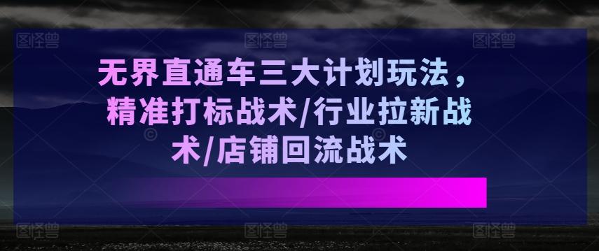 无界直通车三大计划玩法，精准打标战术/行业拉新战术/店铺回流战术 - 小毅网创-小毅网创