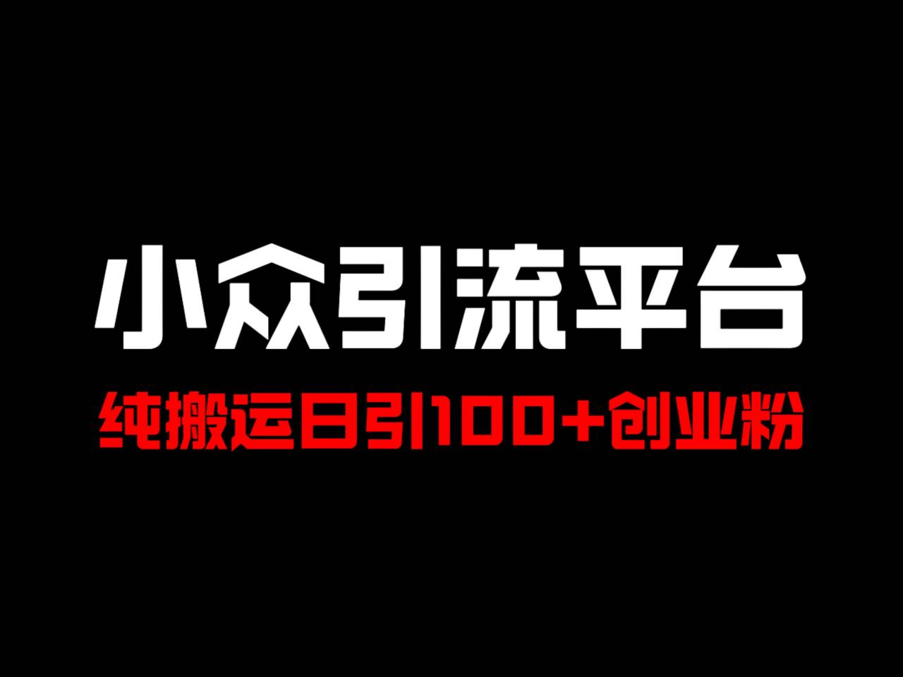 冷门引流平台，纯搬运日引100+高质量年轻创业粉！-小毅网创