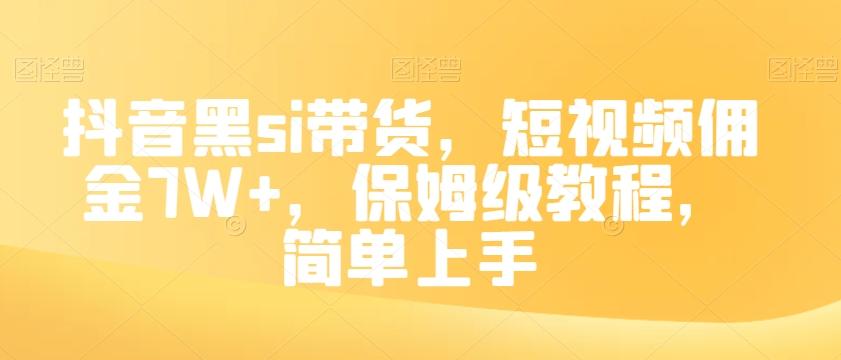 抖音黑si带货，短视频佣金7W+，保姆级教程，简单上手【揭秘】 - 小毅网创-小毅网创