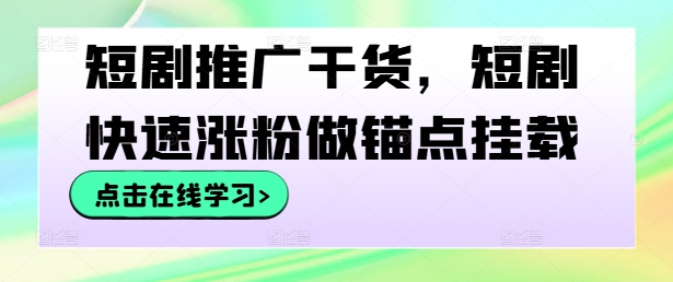 短剧推广干货，短剧快速涨粉做锚点挂载 - 小毅网创-小毅网创