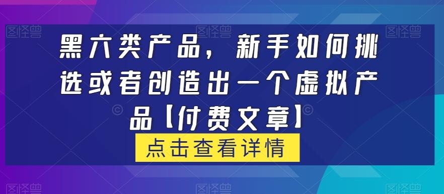黑六类虚拟产品，新手如何挑选或者创造出一个虚拟产品【付费文章】-小毅网创