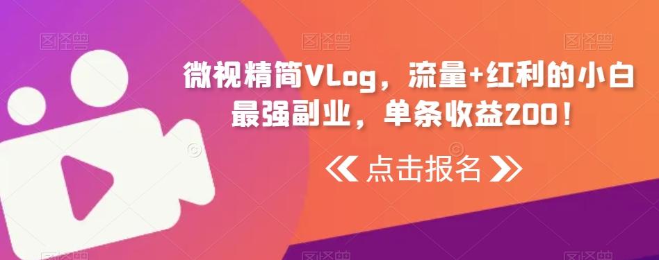 微视精简Vlog，流量+红利的小白最强副业，单条收益200！ - 小毅网创-小毅网创