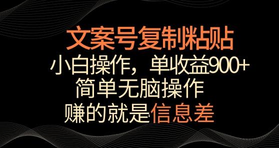 文案号掘金，简单复制粘贴，小白操作，单作品收益900+【揭秘】 - 小毅网创-小毅网创