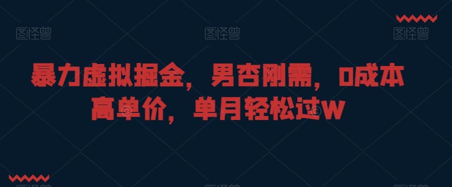 暴力虚拟掘金，男杏刚需，0成本高单价，单月轻松过W【揭秘】 - 小毅网创-小毅网创