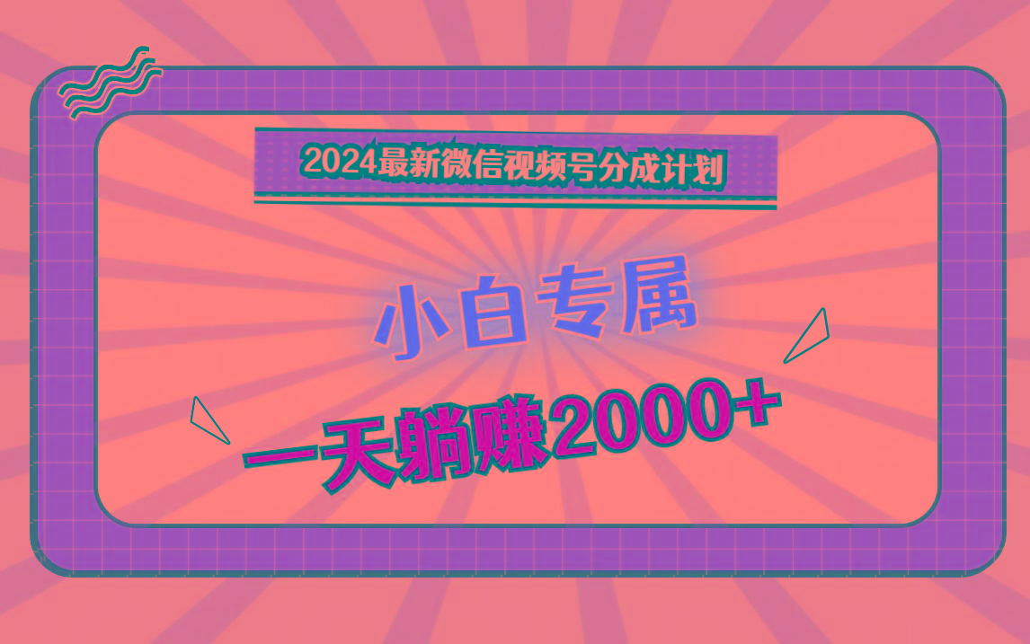 2024最新微信视频号分成计划，对新人友好，一天躺赚2000+ - 小毅网创-小毅网创