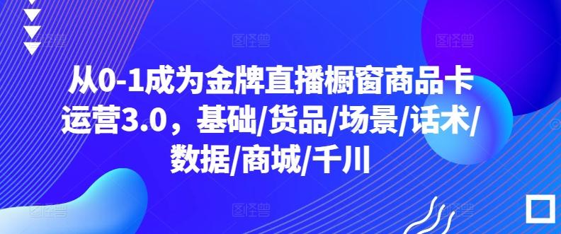 从0-1成为金牌直播橱窗商品卡运营3.0，基础/货品/场景/话术/数据/商城/千川 - 小毅网创-小毅网创