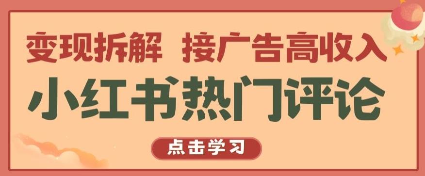 小红书热门评论，变现拆解，接广告高收入【揭秘 】 - 小毅网创-小毅网创