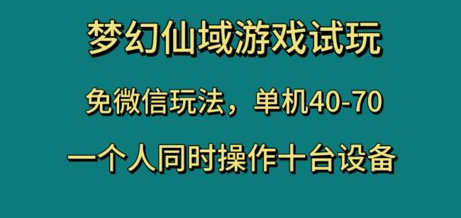 梦幻仙域游戏试玩，免微信玩法，单机40-70，一个人同时操作十台设备【揭秘】 - 小毅网创-小毅网创