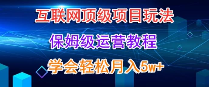 互联网顶级项目玩法，保姆级运营教程，学完轻松月入5万 - 小毅网创-小毅网创