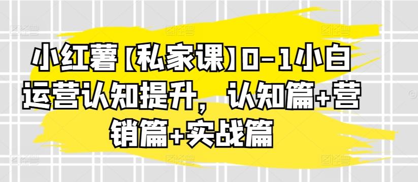 小红薯【私家课】0-1小白运营认知提升，认知篇+营销篇+实战篇 - 小毅网创-小毅网创