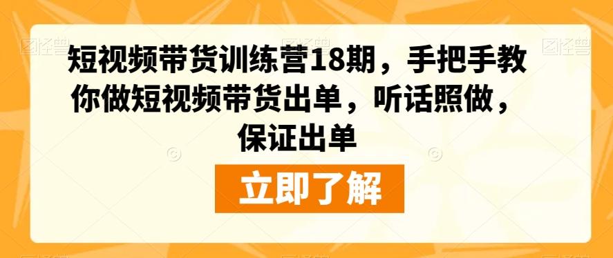 短视频带货训练营18期，手把手教你做短视频带货出单，听话照做，保证出单 - 小毅网创-小毅网创