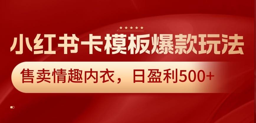 小红书卡模板爆款玩法，售卖情趣内衣，日盈利500+【揭秘】 - 小毅网创-小毅网创