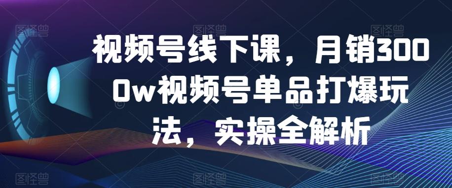 视频号线下课，月销3000w视频号单品打爆玩法，实操全解析 - 小毅网创-小毅网创