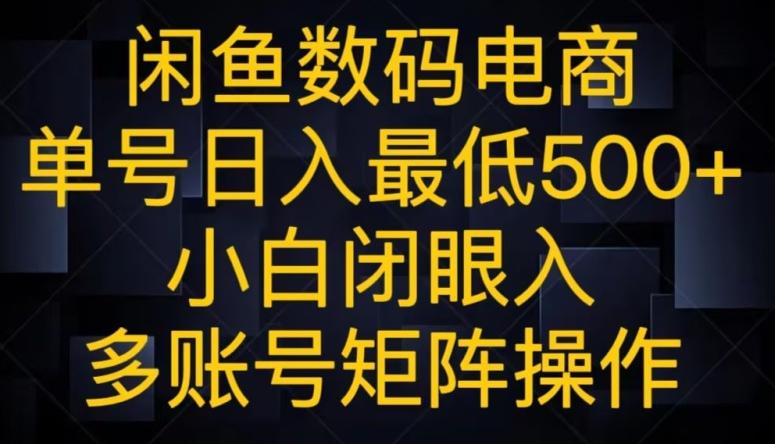 闲鱼数码电商，单号日入最低500+，小白闭眼入，多账号矩阵操作-小毅网创