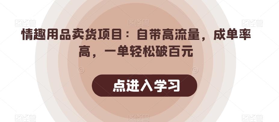 情趣用品卖货项目：自带高流量，成单率高，一单轻松破百元-小毅网创
