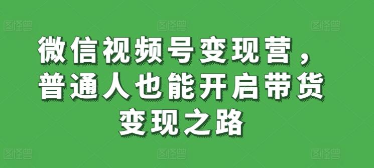 微信视频号变现营，普通人也能开启带货变现之路-小毅网创