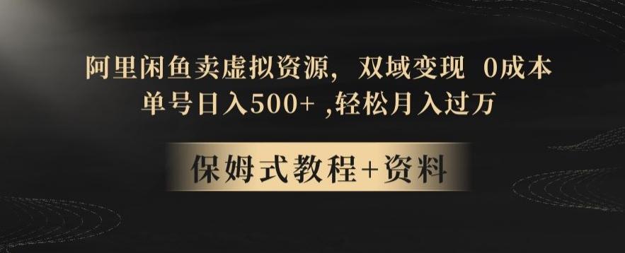 阿里闲鱼卖虚拟资源，双域变现，0成本，日入500+，轻松月入过万-小毅网创