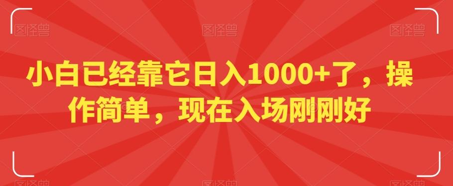 小白已经靠它日入1000+了，操作简单，现在入场刚刚好【揭秘】 - 小毅网创-小毅网创