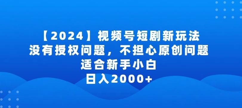 2024视频号短剧玩法，没有授权问题，不担心原创问题，适合新手小白，日入2000+【揭秘】-小毅网创
