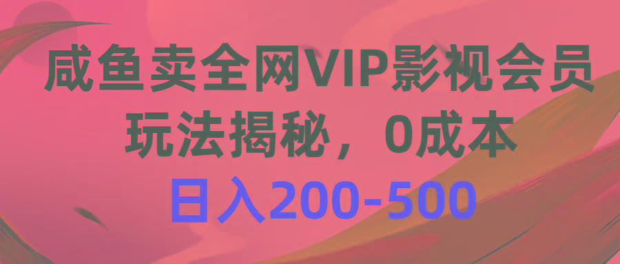 咸鱼卖全网VIP影视会员，玩法揭秘，0成本日入200-500-小毅网创