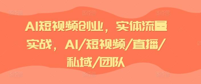 AI短视频创业，实体流量实战，AI/短视频/直播/私域/团队 - 小毅网创-小毅网创