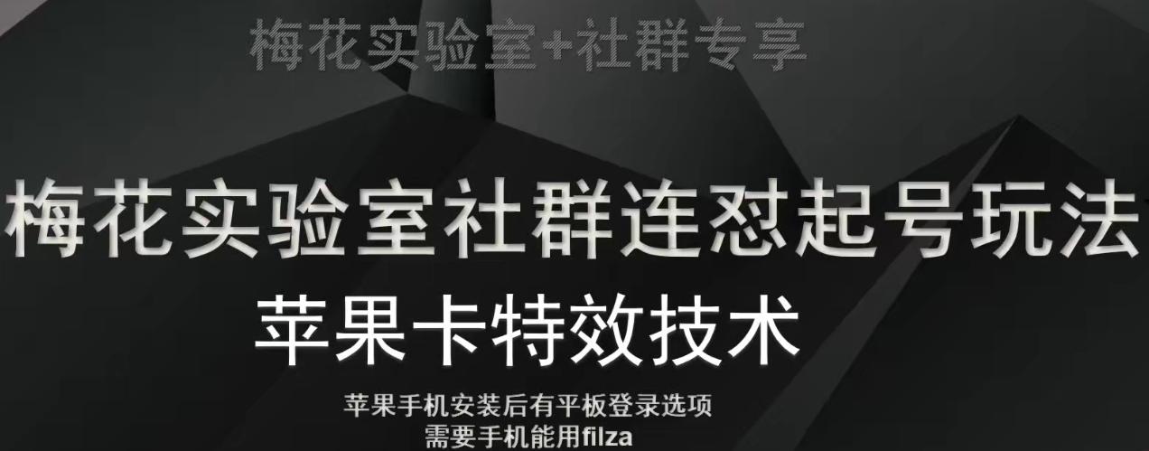 梅花实验室社群视频号连怼起号玩法，最新苹果卡特效技术 - 小毅网创-小毅网创