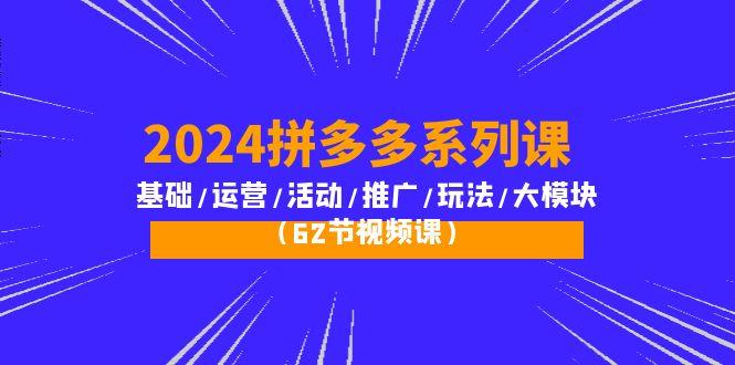 (10019期)2024拼多多系列课：基础/运营/活动/推广/玩法/大模块(62节视频课) - 小毅网创-小毅网创