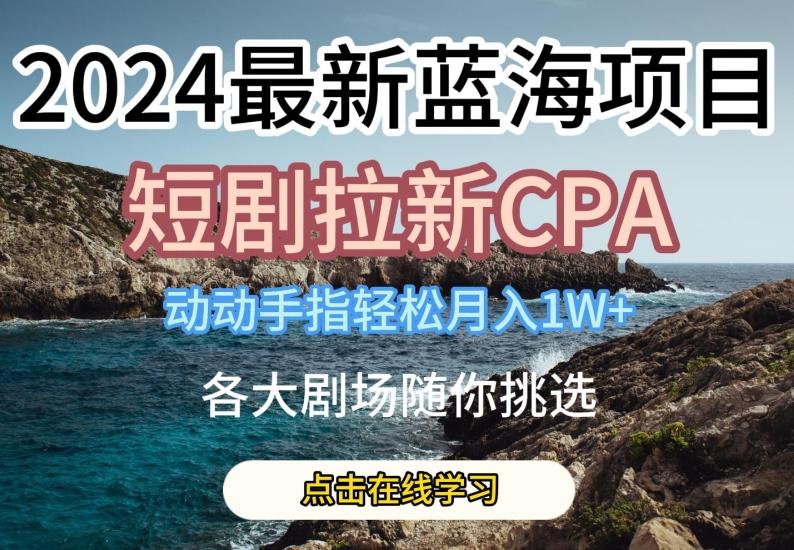 2024最新蓝海项日，短剧拉新CPA，动动手指轻松月入1W，全各大剧场随你挑选【揭秘】 - 小毅网创-小毅网创