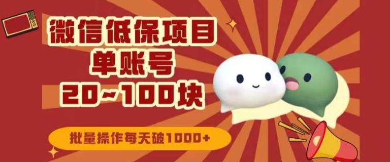 微信领低保单账号20元-100元，批量操作每天破1000+-小毅网创