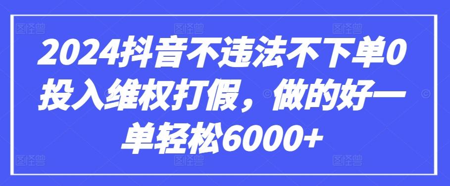 2024抖音不违法不下单0投入维权打假，做的好一单轻松6000+【仅揭秘】 - 小毅网创-小毅网创