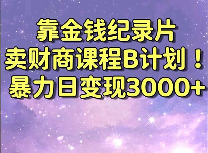 靠金钱纪录片卖财商课程B计划！暴力日变现3000+，喂饭式干货教程！ - 小毅网创-小毅网创
