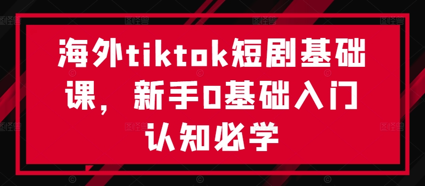 海外tiktok短剧基础课，新手0基础入门认知必学 - 小毅网创-小毅网创