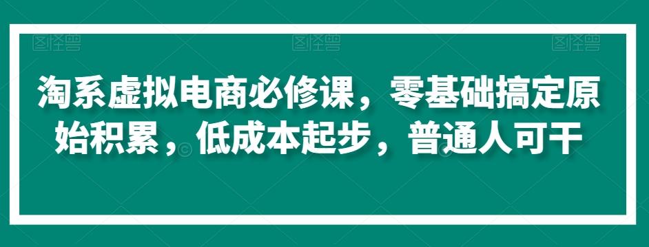 淘系虚拟电商必修课，零基础搞定原始积累，低成本起步，普通人可干 - 小毅网创-小毅网创