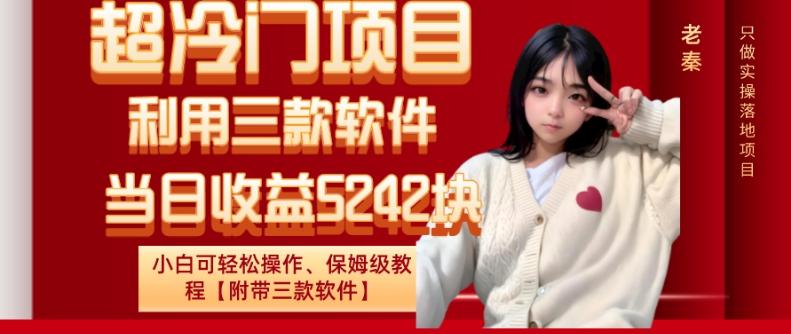 超冷门项目、利用三款软件、当日收益5242块、小白可轻松操作、保姆级教程【附带三款软件】 - 小毅网创-小毅网创