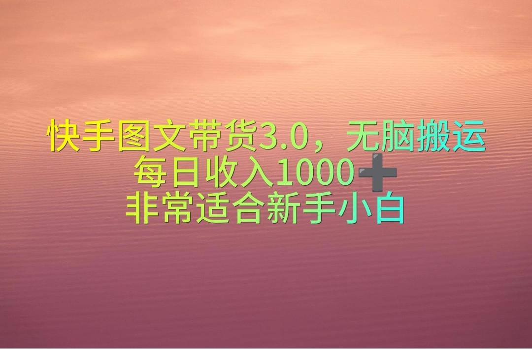 快手图文带货3.0，无脑搬运，每日收入1000＋，非常适合新手小白 - 小毅网创-小毅网创