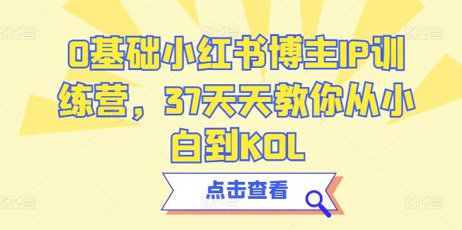 0基础小红书博主IP训练营，37天天教你从小白到KOL - 小毅网创-小毅网创