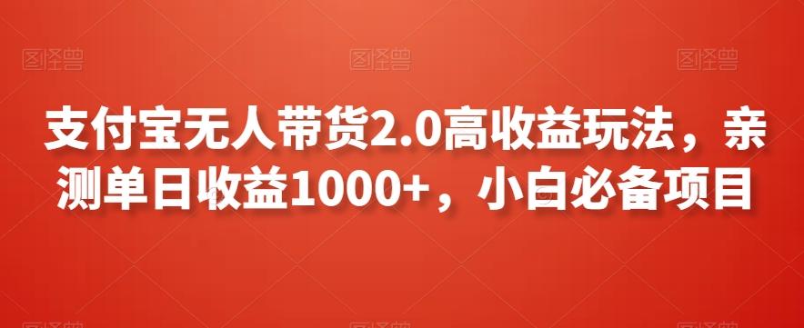 支付宝无人带货2.0高收益玩法，亲测单日收益1000+，小白必备项目【揭秘】-小毅网创