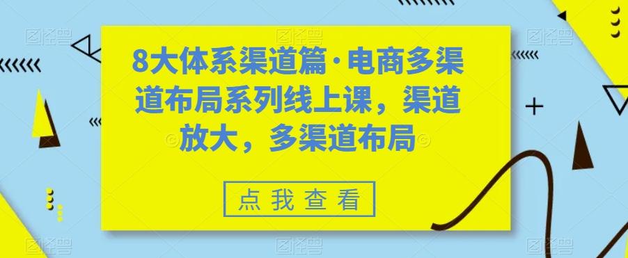 8大体系渠道篇·电商多渠道布局系列线上课，渠道放大，多渠道布局-小毅网创