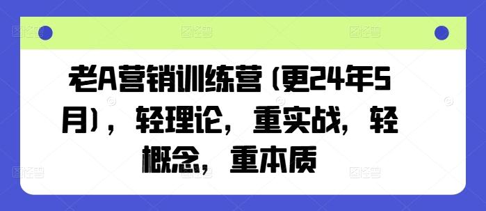 老A营销训练营(更24年6月)，轻理论，重实战，轻概念，重本质 - 小毅网创-小毅网创