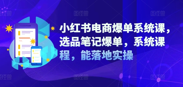 小红书电商爆单系统课，选品笔记爆单，系统课程，能落地实操 - 小毅网创-小毅网创