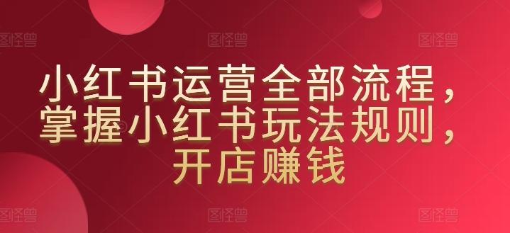 小红书运营全部流程，掌握小红书玩法规则，开店赚钱 - 小毅网创-小毅网创