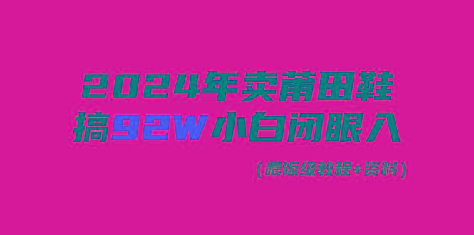 (9329期)2024年卖莆田鞋，搞了92W，小白闭眼操作！ - 小毅网创-小毅网创