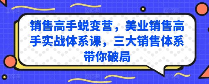 销售高手蜕变营，美业销售高手实战体系课，三大销售体系带你破局 - 小毅网创-小毅网创