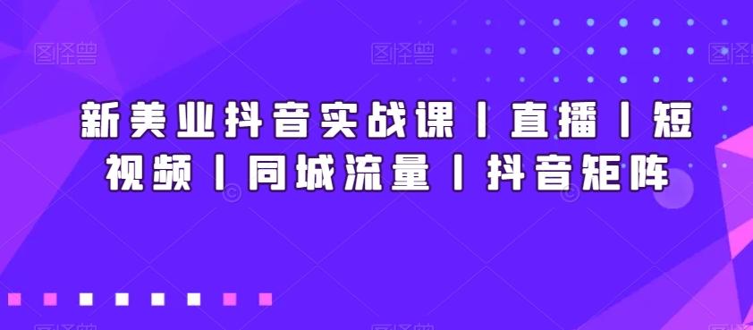 新美业抖音实战课丨直播丨短视频丨同城流量丨抖音矩阵 - 小毅网创-小毅网创