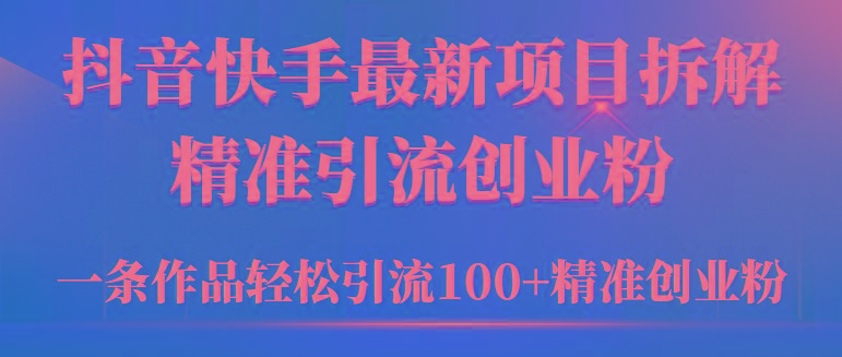 (9447期)2024年抖音快手最新项目拆解视频引流创业粉，一天轻松引流精准创业粉100+ - 小毅网创-小毅网创