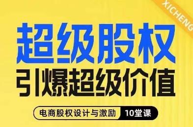 超级股权引爆超级价值，电商股权设计与激励10堂线上课-小毅网创