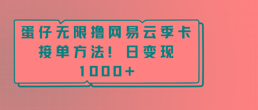 蛋仔无限撸网易云季卡接单方法！日变现1000+ - 小毅网创-小毅网创