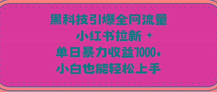 (9679期)黑科技引爆全网流量小红书拉新，单日暴力收益7000+，小白也能轻松上手-小毅网创