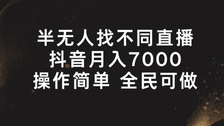 半无人找不同直播，月入7000+，操作简单 全民可做【揭秘】-小毅网创